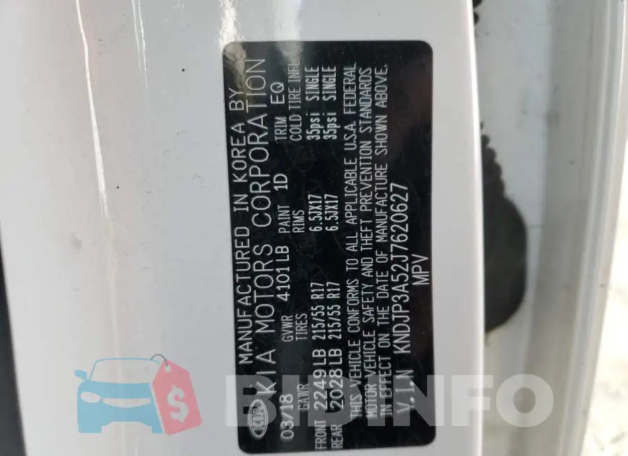 KNDJP3A52J7620627 Photo# 12