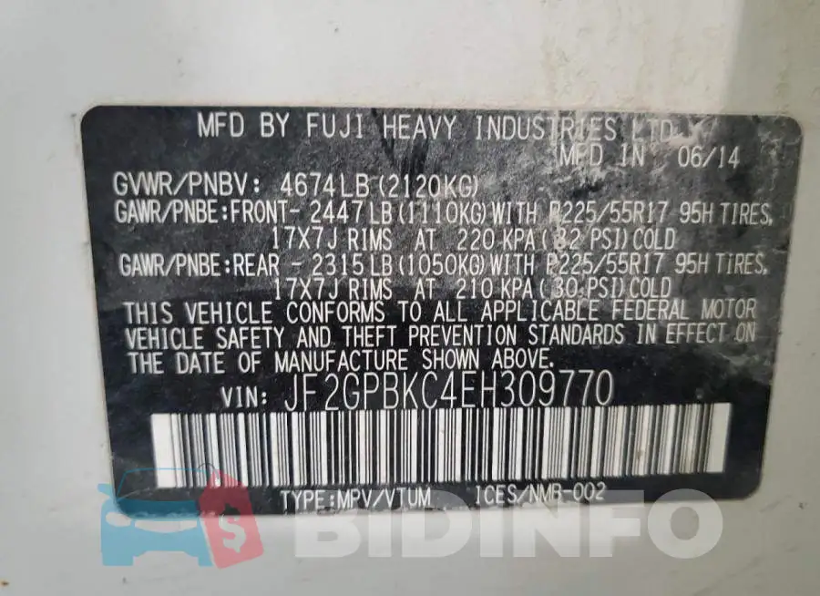 JF2GPBKC4EH309770 Photo# 12
