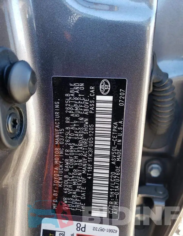 4T1BF1FK3FU051205 Photo# 12