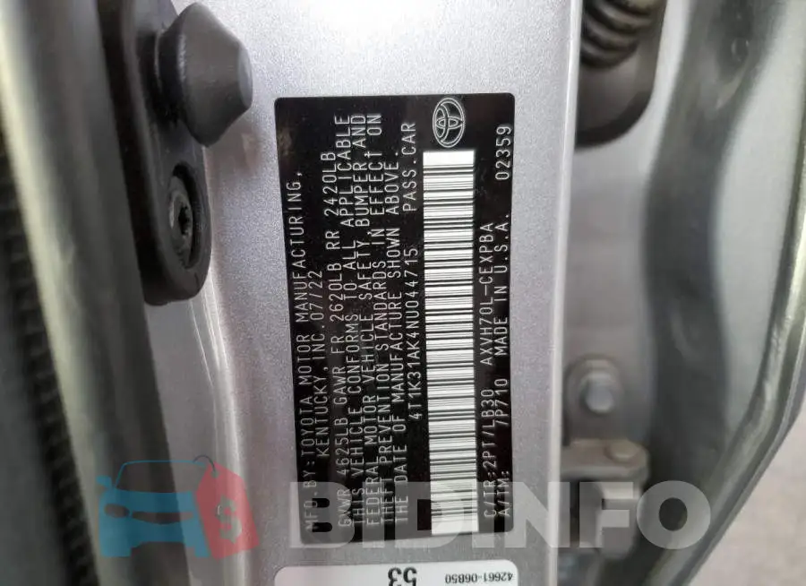 4T1K31AK4NU044715 Photo# 10