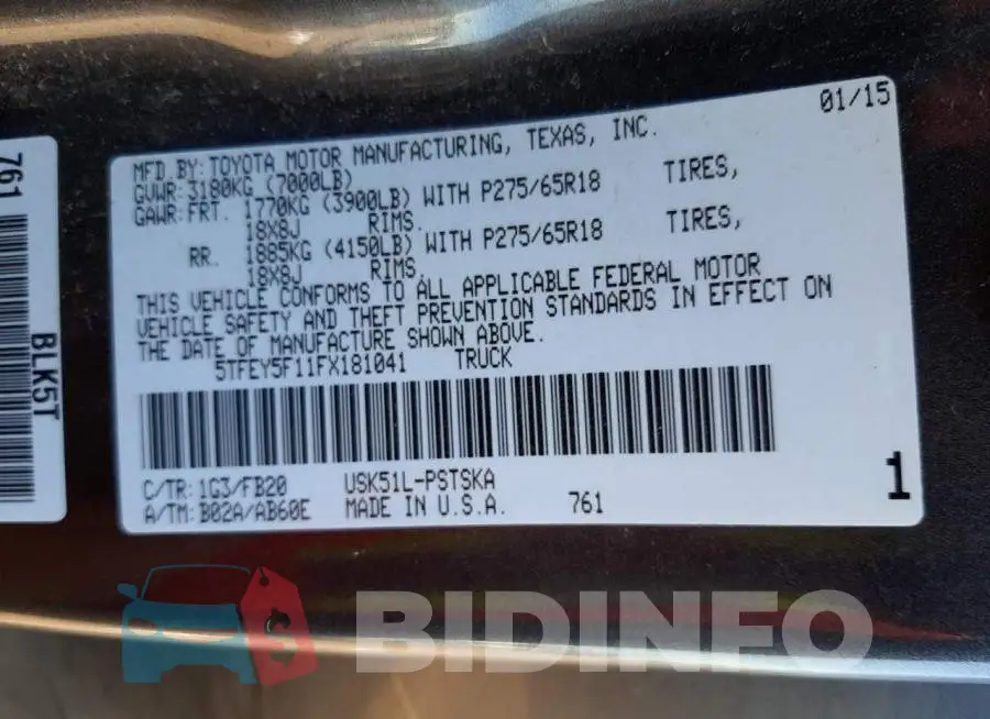 5TFEY5F11FX181041 Photo# 10