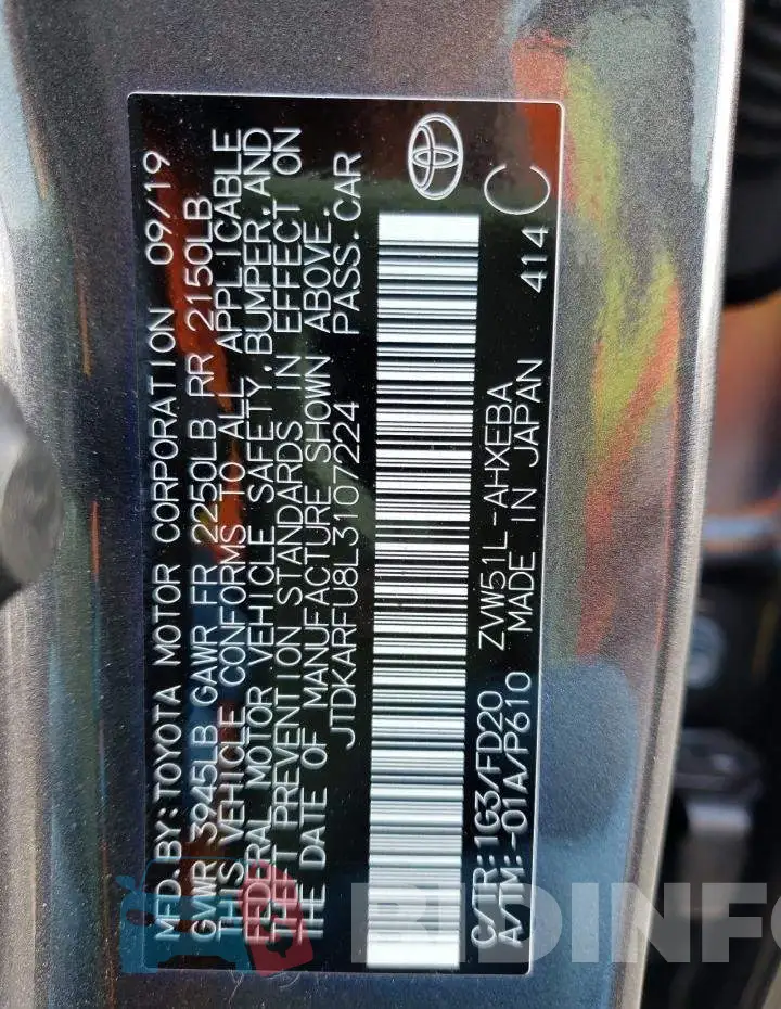JTDKARFU8L3107224 Photo# 12