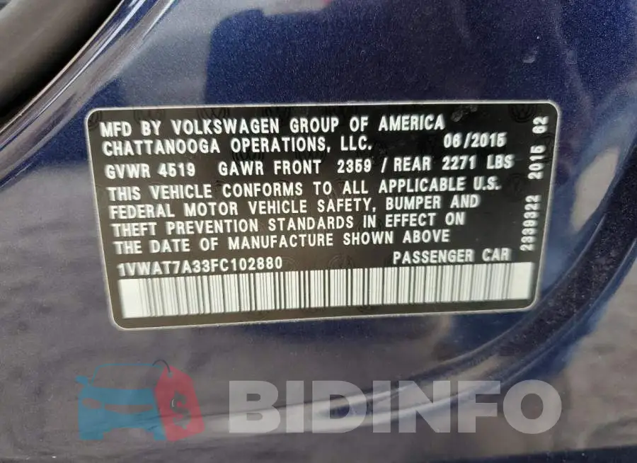 1VWAT7A33FC102880 Photo# 12