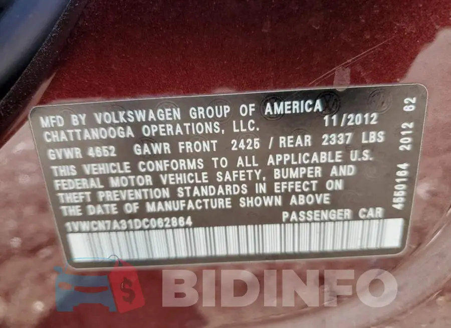 1VWCN7A31DC062864 Photo# 10