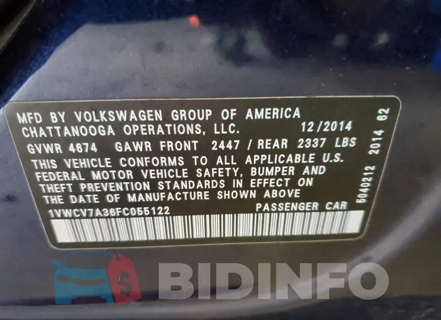 1VWCV7A36FC055122 Photo# 10