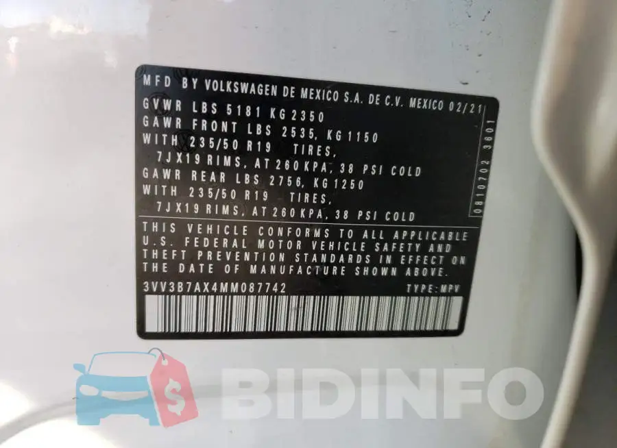 3VV3B7AX4MM087742 Photo# 10