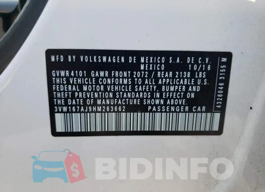 3VW167AJ9HM263662 Photo# 13