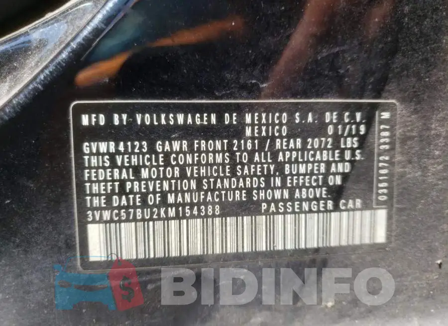 3VWC57BU2KM154388 Photo# 10