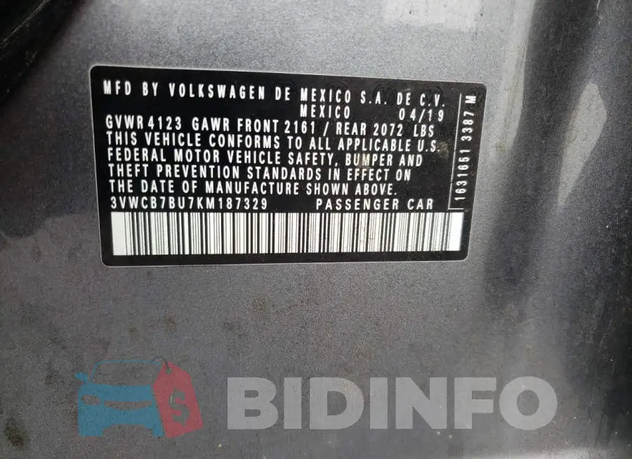 3VWCB7BU7KM187329 Photo# 10