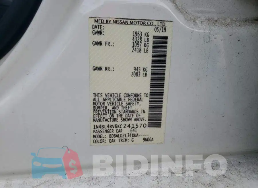 1N4BL4BV6KC241570 Photo# 12