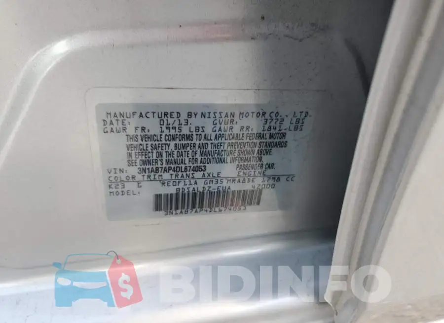 3N1AB7AP4DL674053 Photo# 12