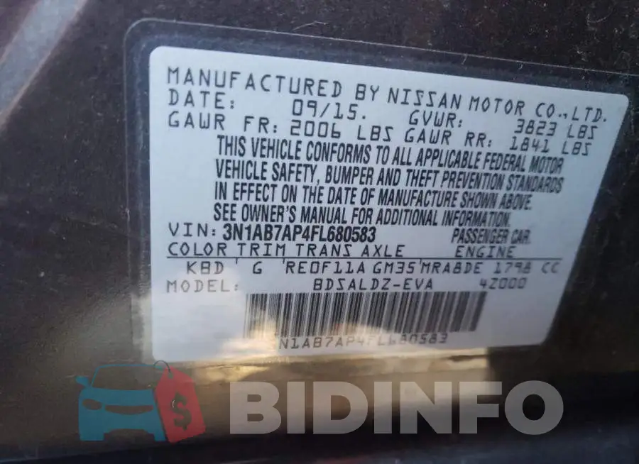 3N1AB7AP4FL680583 Photo# 13