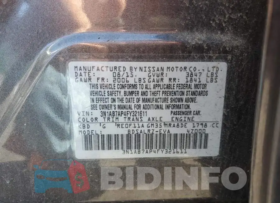 3N1AB7AP4FY321611 Photo# 10