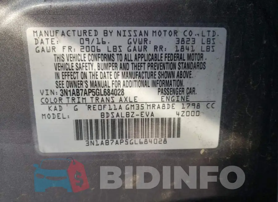 3N1AB7AP5GL684028 Photo# 12