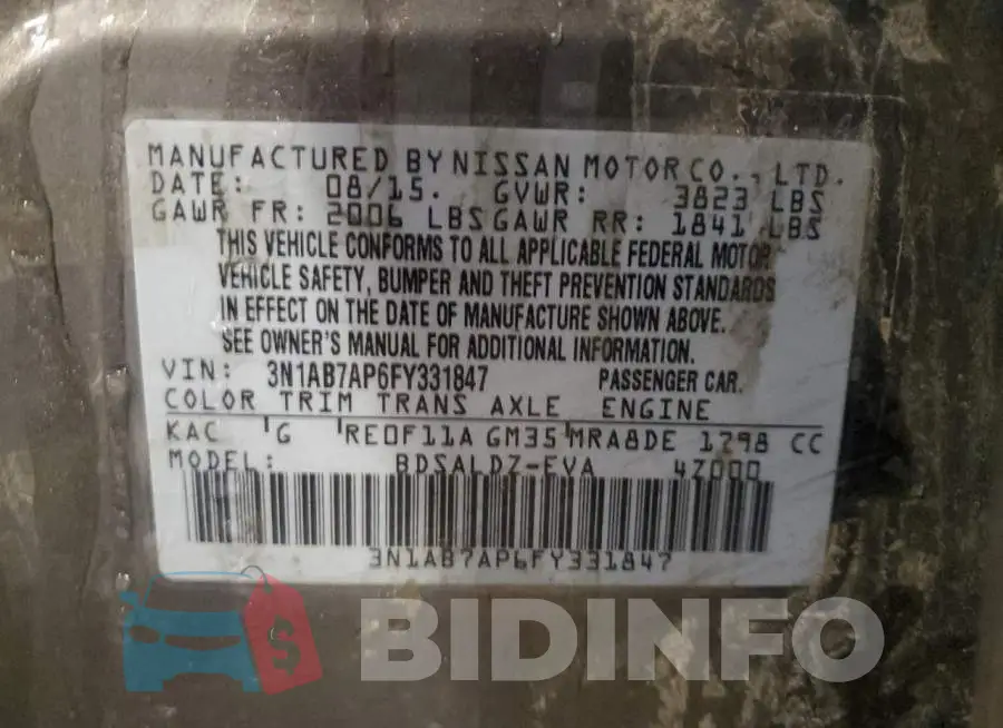 3N1AB7AP6FY331847 Photo# 12