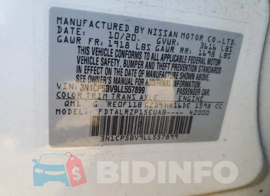 3N1CP5BV9LL557899 Photo# 10