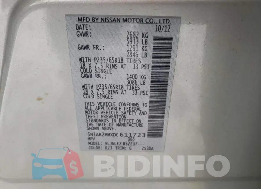 5N1AR2MMXDC611723 Photo# 13
