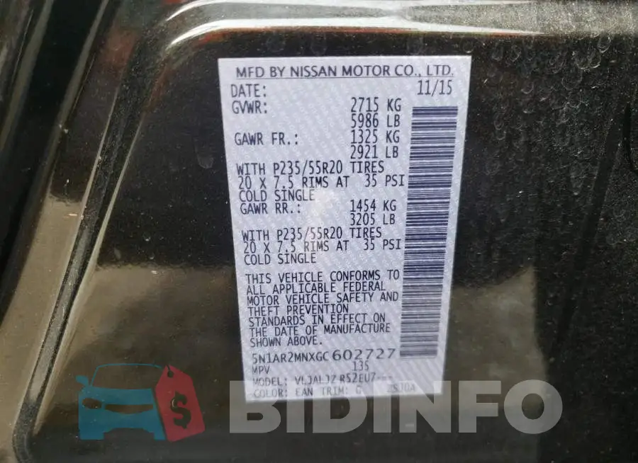 5N1AR2MNXGC602727 Photo# 13