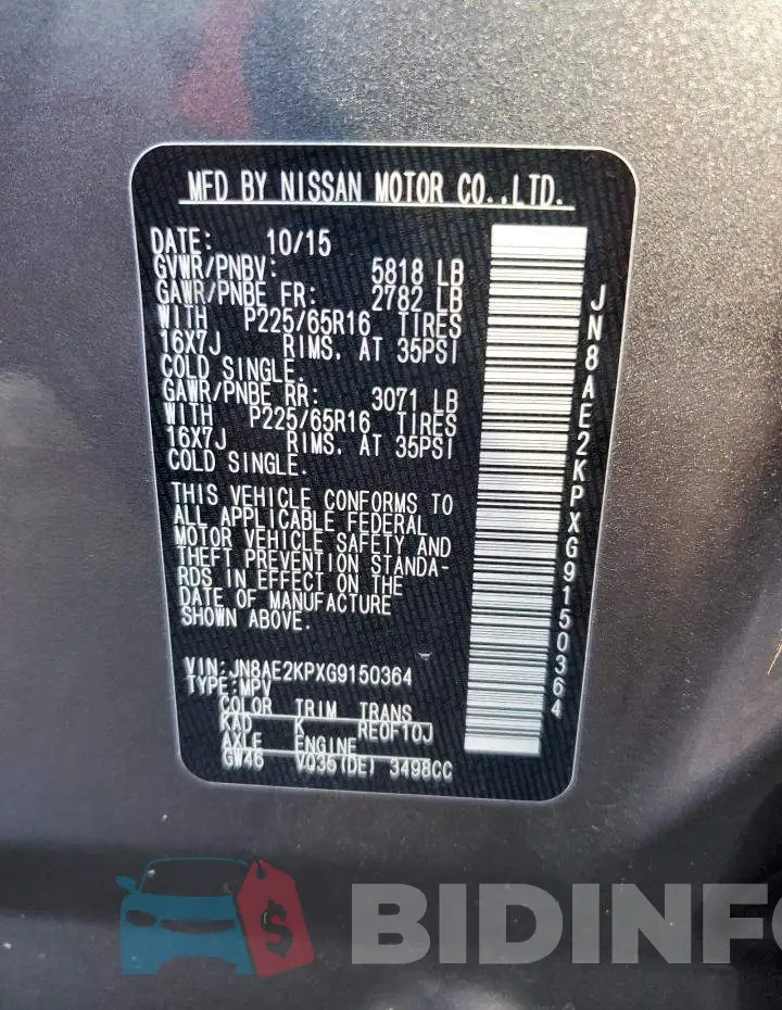 JN8AE2KPXG9150364 Photo# 10