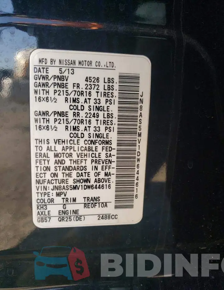 JN8AS5MV1DW644616 Photo# 10