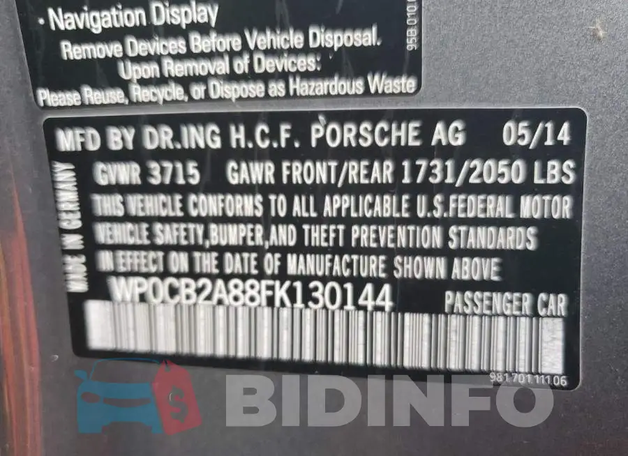 WP0CB2A88FK130144 Photo# 12