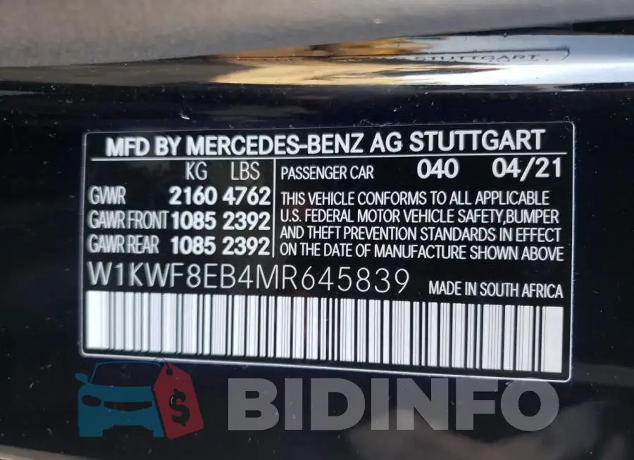 W1KWF8EB4MR645839 Photo# 10