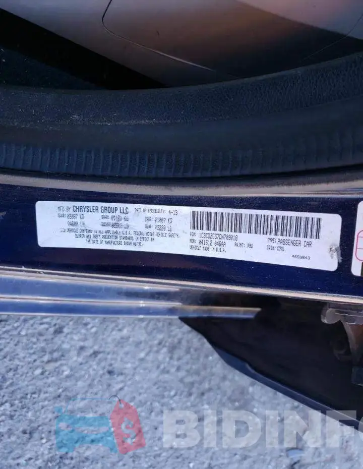 1C3CDZCG7DN709018 Photo# 10
