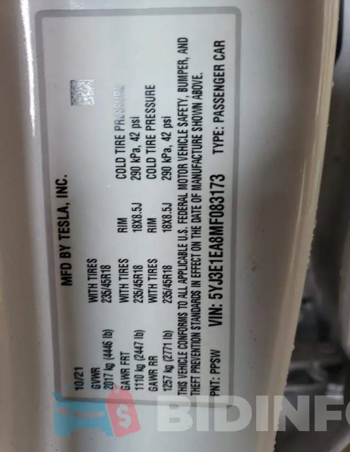 5YJ3E1EA8MF083173 Photo# 13
