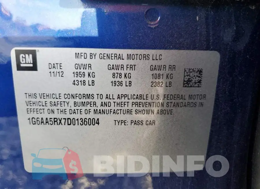 1G6AA5RX7D0136004 Photo# 12