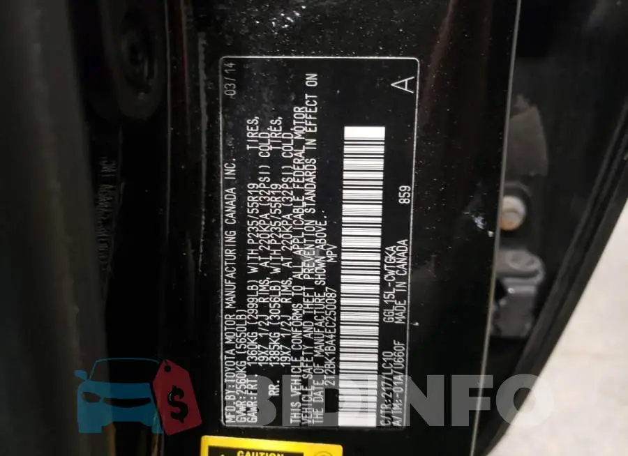 2T2BK1BA4EC250087 Photo# 13