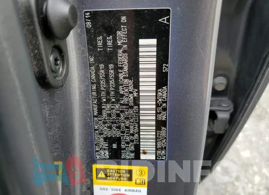 2T2BK1BA4FC277128 Photo# 14
