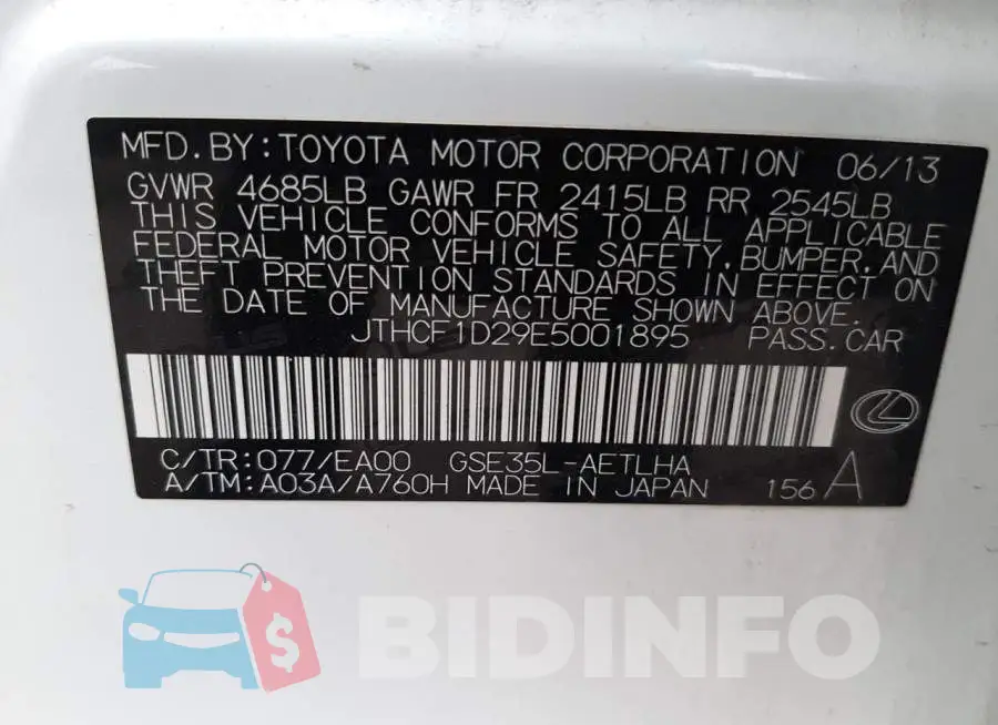 JTHCF1D29E5001895 Photo# 10