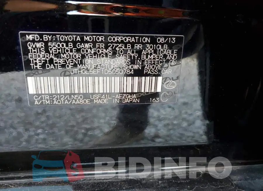 JTHGL5EF1D5050784 Photo# 12