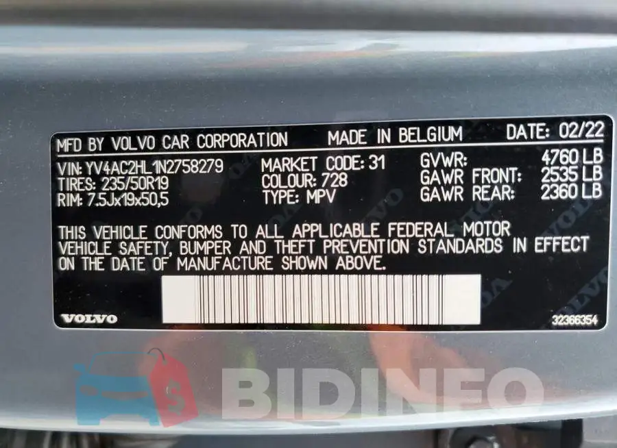 YV4AC2HL1N2758279 Photo# 13
