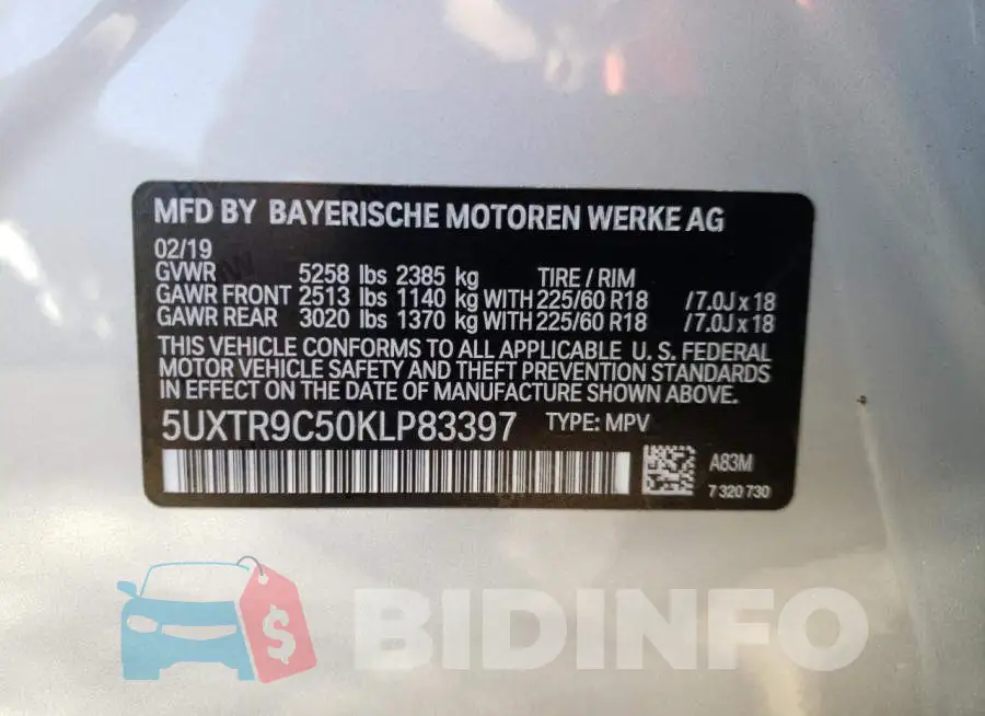 5UXTR9C50KLP83397 Photo# 10