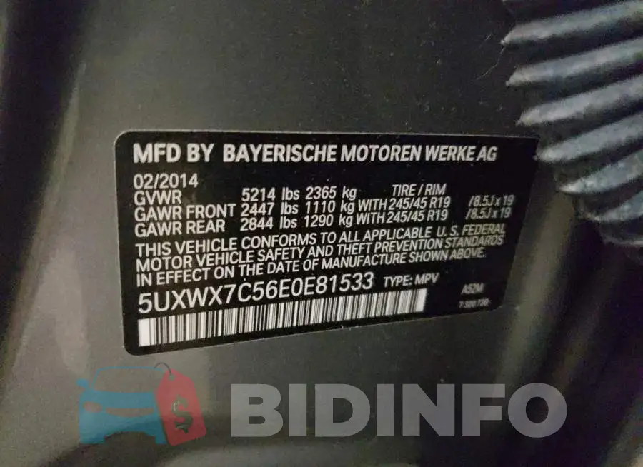 5UXWX7C56E0E81533 Photo# 10