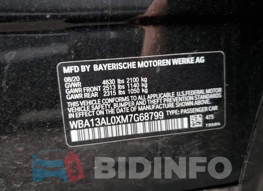 WBA13AL0XM7G68799 Photo# 12