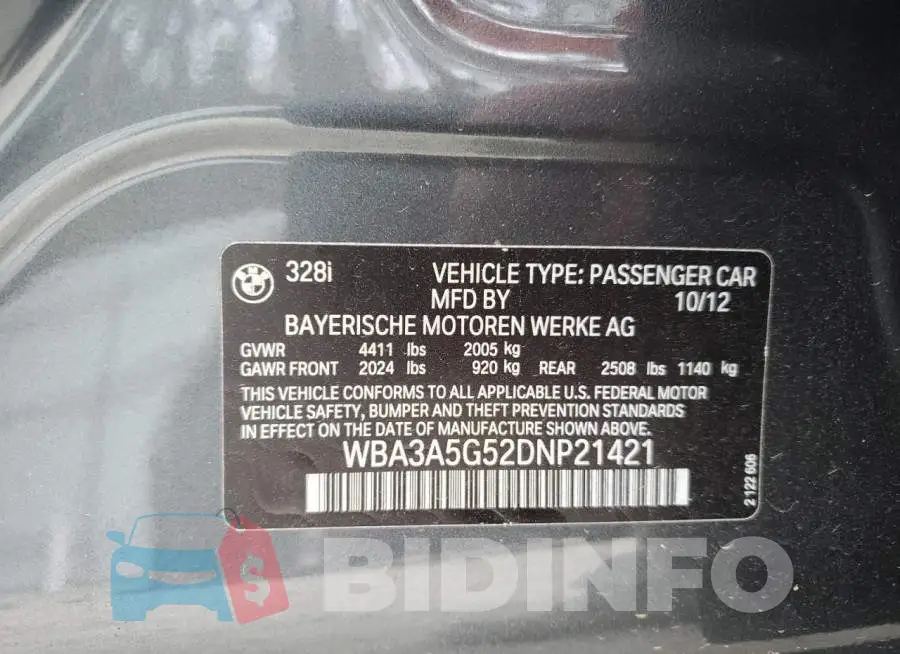 WBA3A5G52DNP21421 Photo# 10