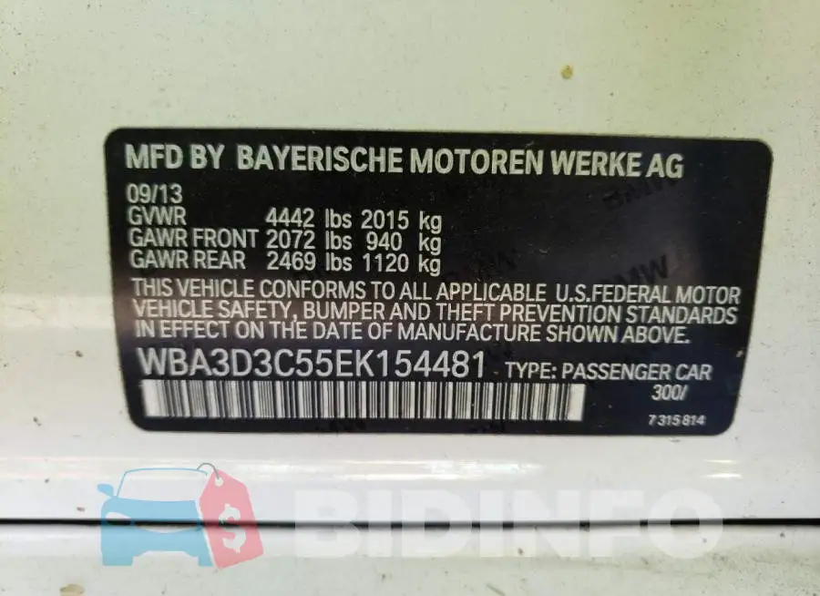 WBA3D3C55EK154481 Photo# 12