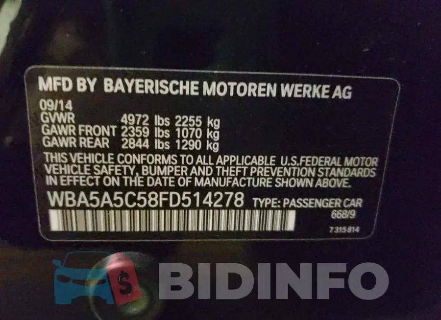 WBA5A5C58FD514278 Photo# 10