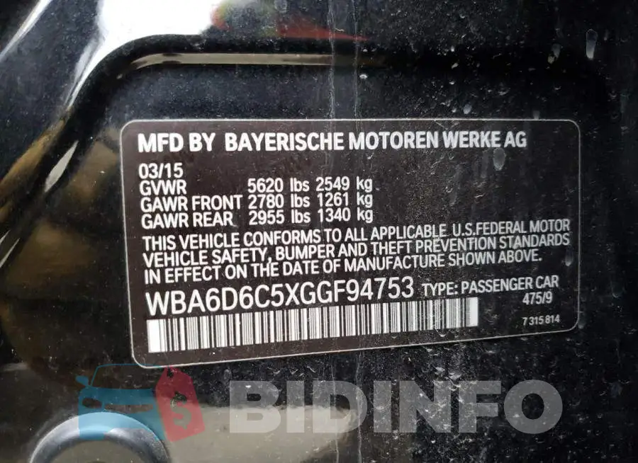 WBA6D6C5XGGF94753 Photo# 13