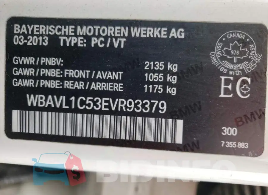 WBAVL1C53EVR93379 Photo# 14