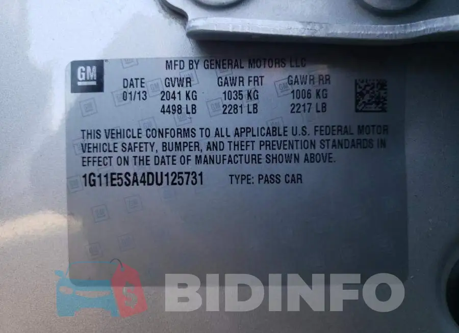 1G11E5SA4DU125731 Photo# 10
