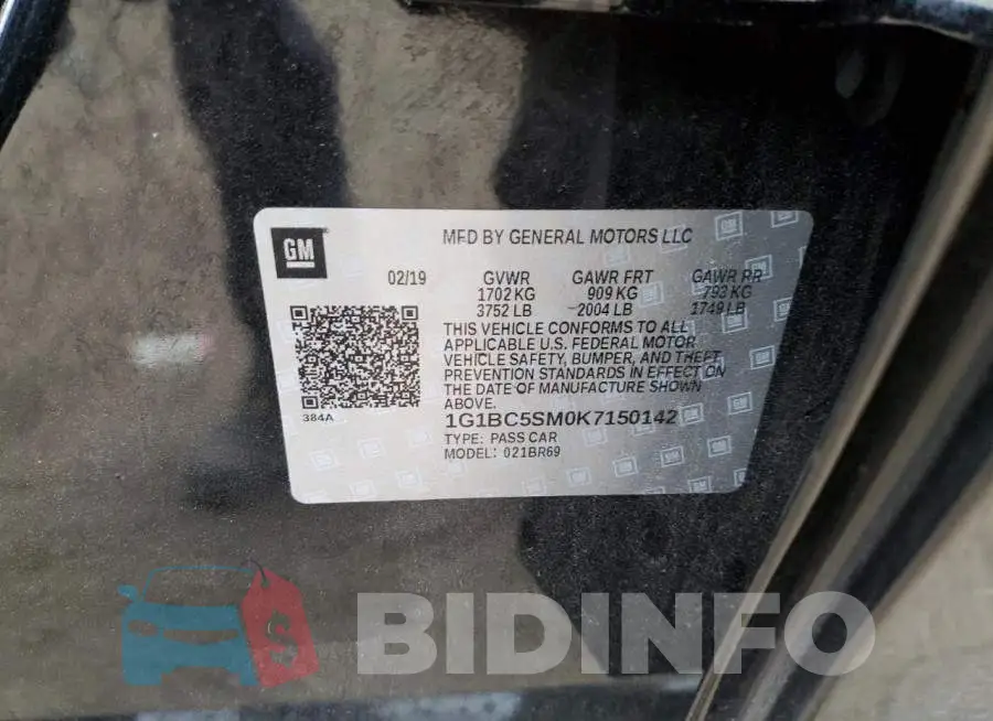1G1BC5SM0K7150142 Photo# 10