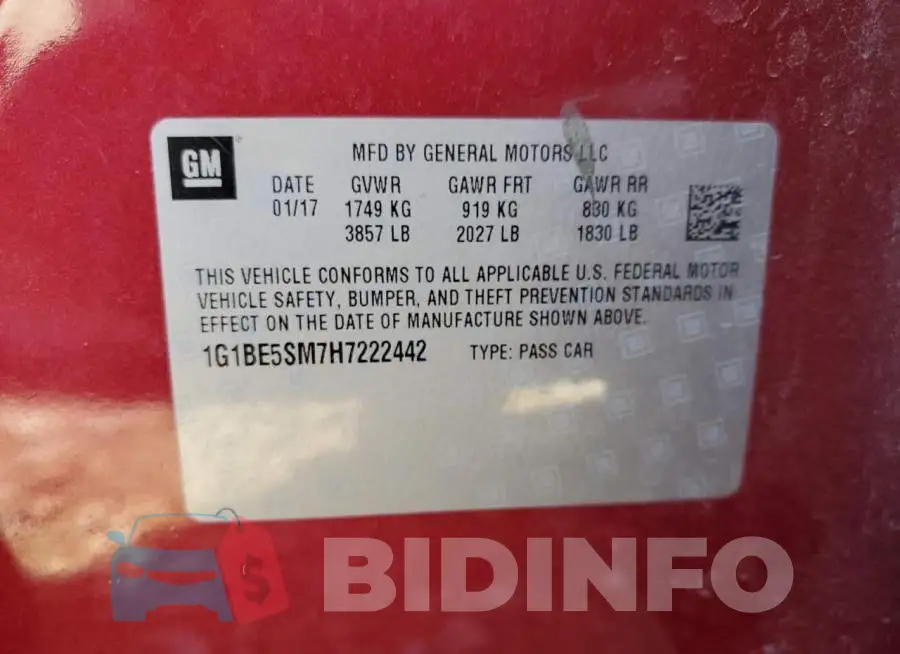 1G1BE5SM7H7222442 Photo# 12