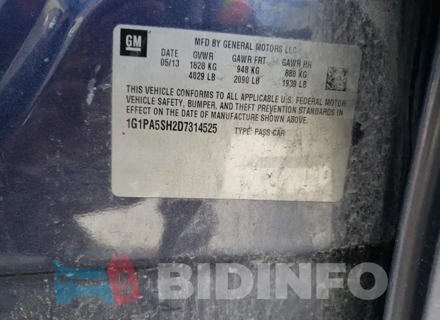 1G1PA5SH2D7314525 Photo# 12