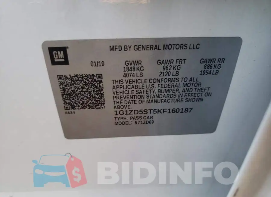 1G1ZD5ST5KF160187 Photo# 10
