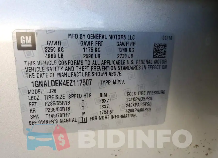 1GNALDEK4EZ117507 Photo# 10