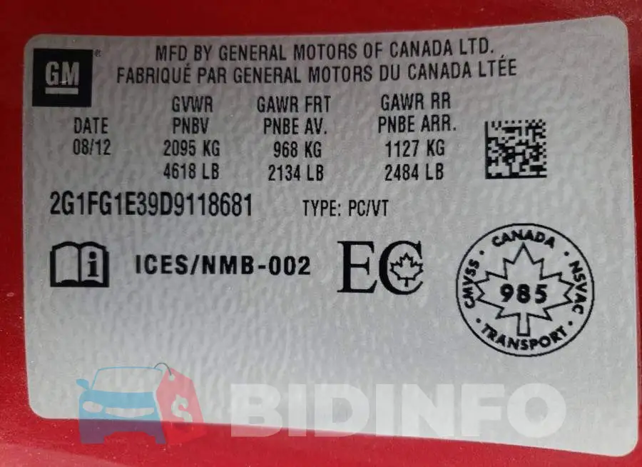 2G1FG1E39D9118681 Photo# 13
