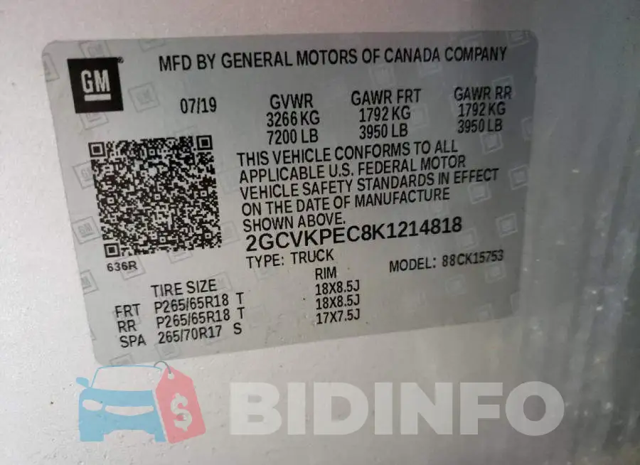 2GCVKPEC8K1214818 Photo# 12